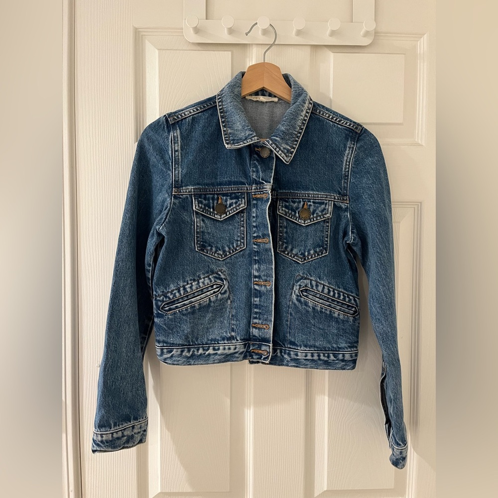 Maje Blue Washed Denim Jean Jacket